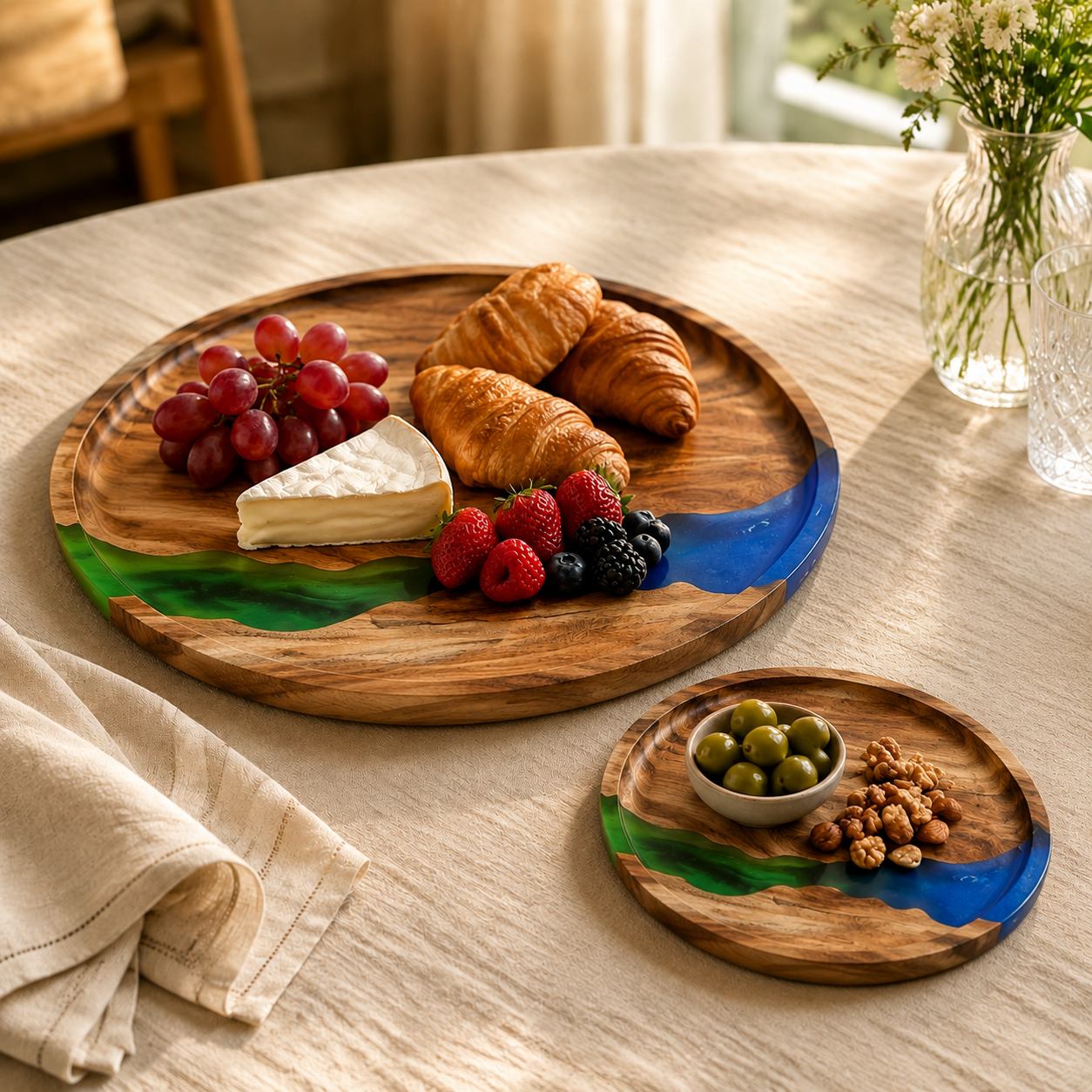 Emerald Tide Serving Trays