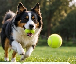 Dog enjoying outdoor fetch